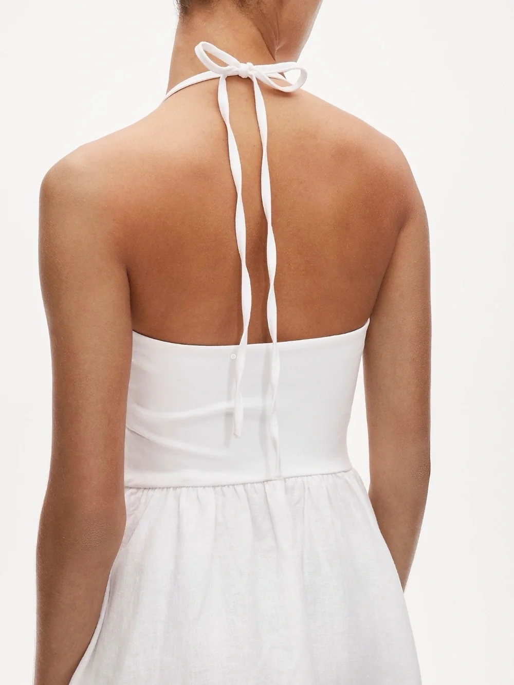 J.Crew Mixy Halter Dress Women S White Linen Cotton Maxi Pockets NWT